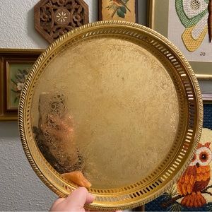 🍄SOLD🍄 Vintage Engraved Brass Tray